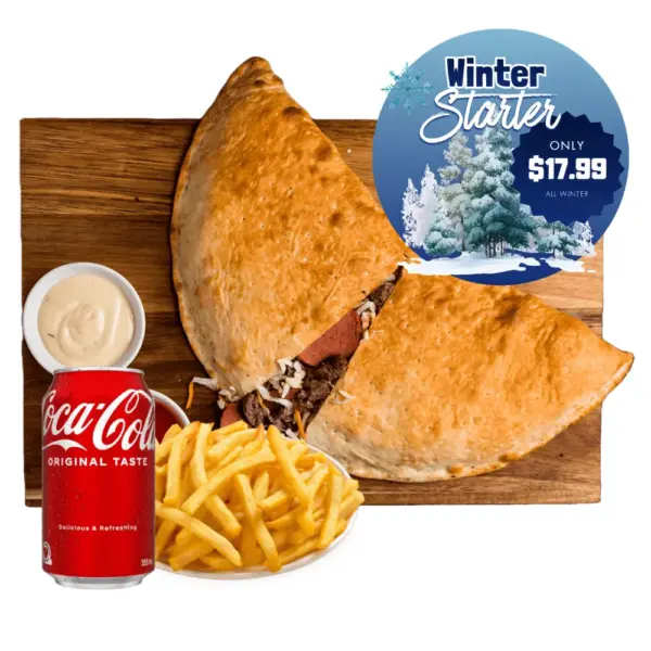 Winter Starter: small calzone, fries and a drink for $17.99